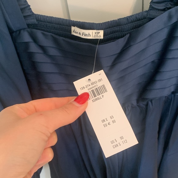 Abercrombie & fitch navy blue long sleeve Emerson mini dress square neck - Picture 4 of 6